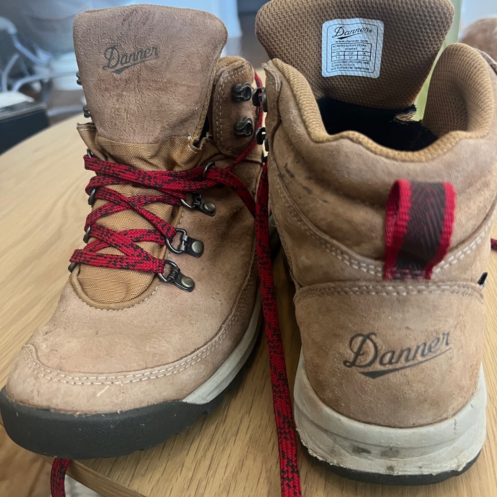 Danner Tan and Red Athletic Shoes with Suede Upper - Picture 4 of 6